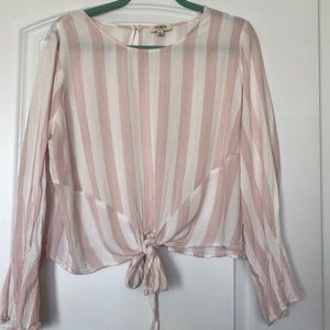 NWOT cream and pink boutique blouse